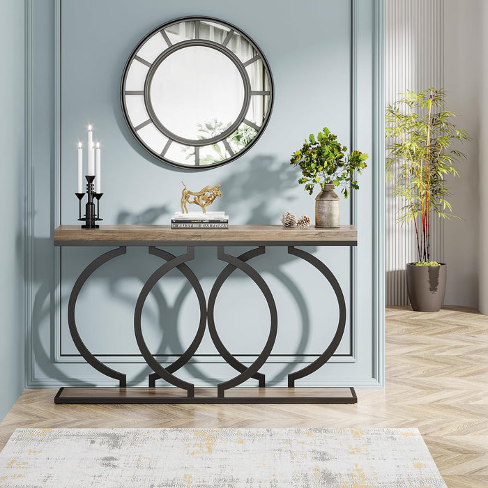 Tribesigns Table console dorée 140 cm, Table de couloir d'entrée moderne