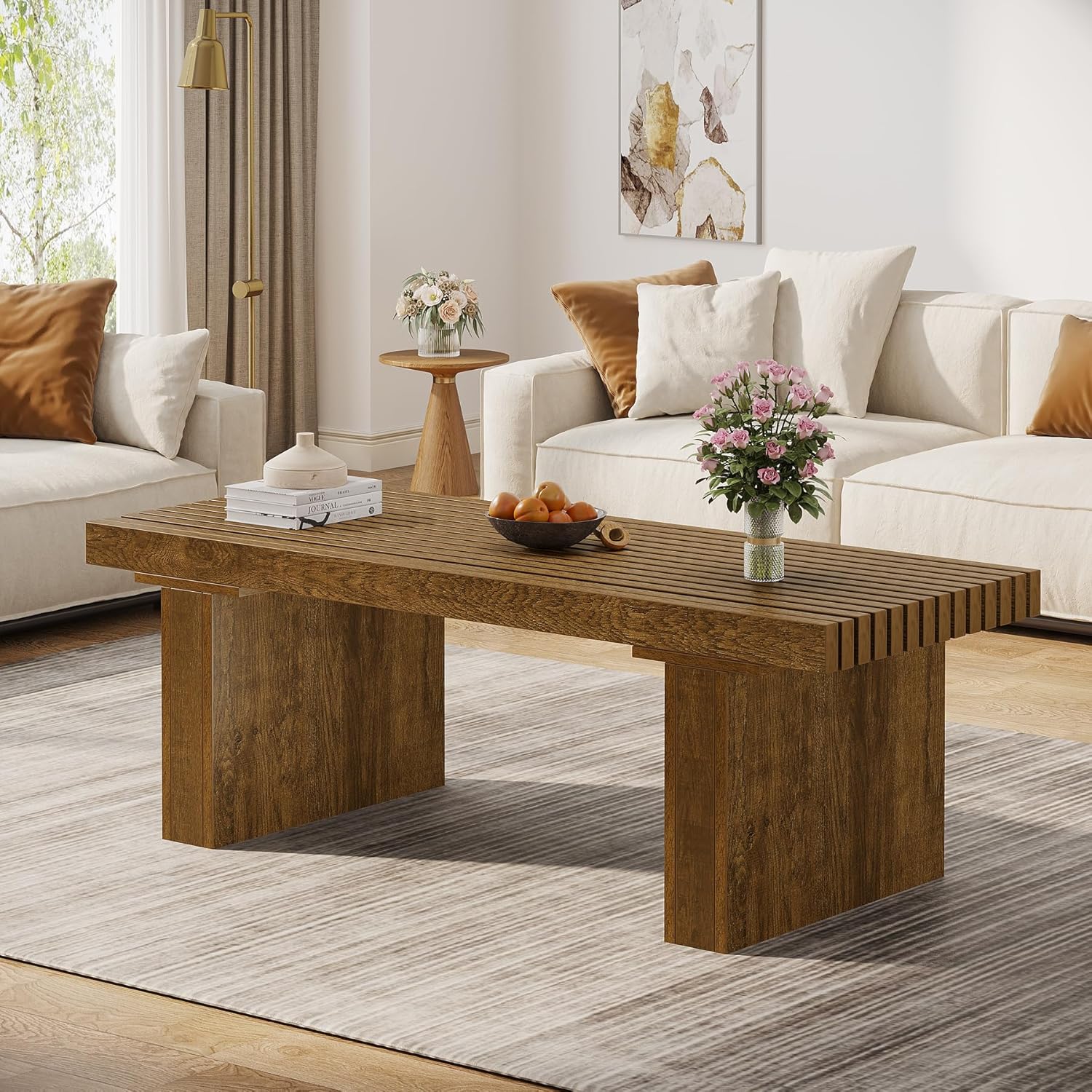 Tribesigns Table basse rectangulaire moderne de 120 cm et table de cocktail