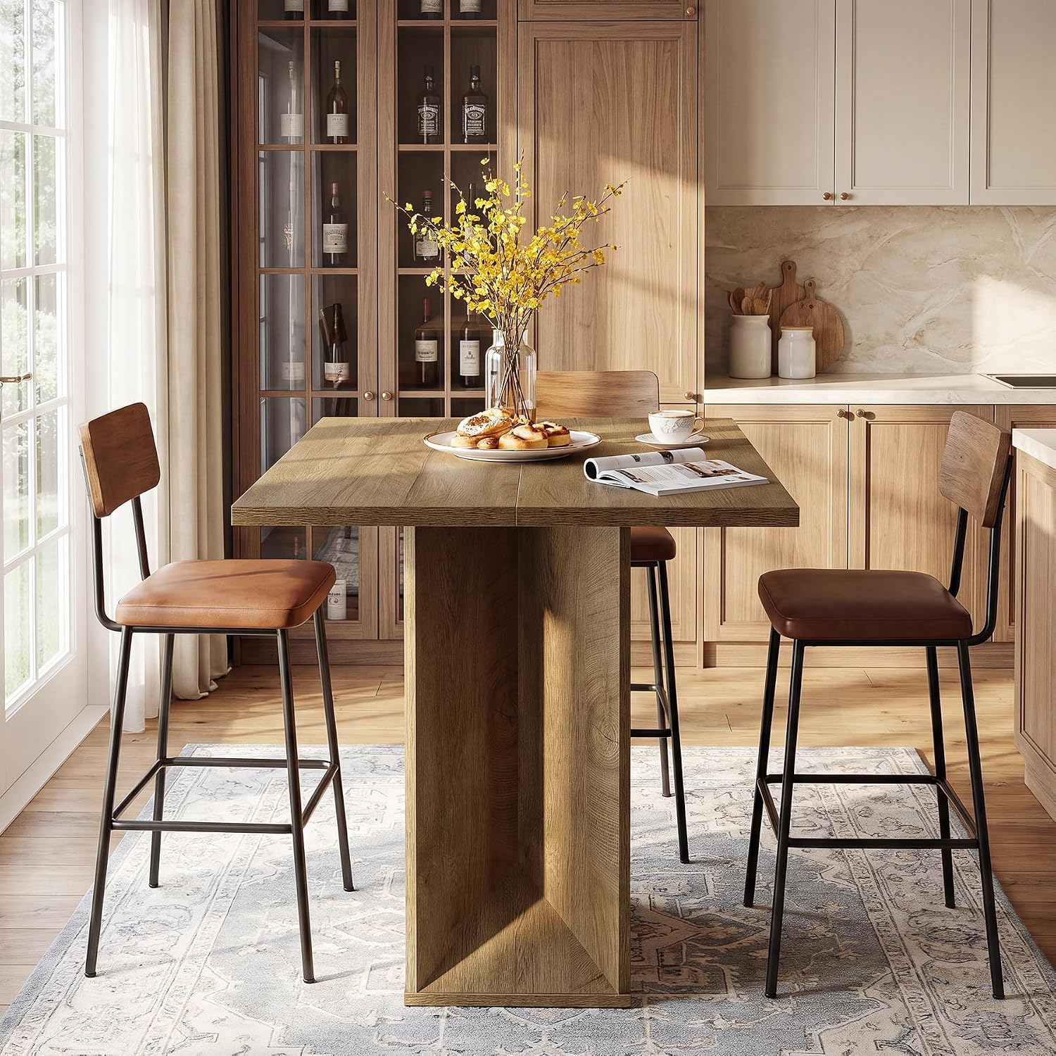 Table de bar carrée de 80 cm hauteur de bar d'angle idéale pour pub et bistro