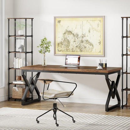 Tribesigns Bureau vintage, Grande Table d'ordinateur de Bureau avec Plateau en Bois