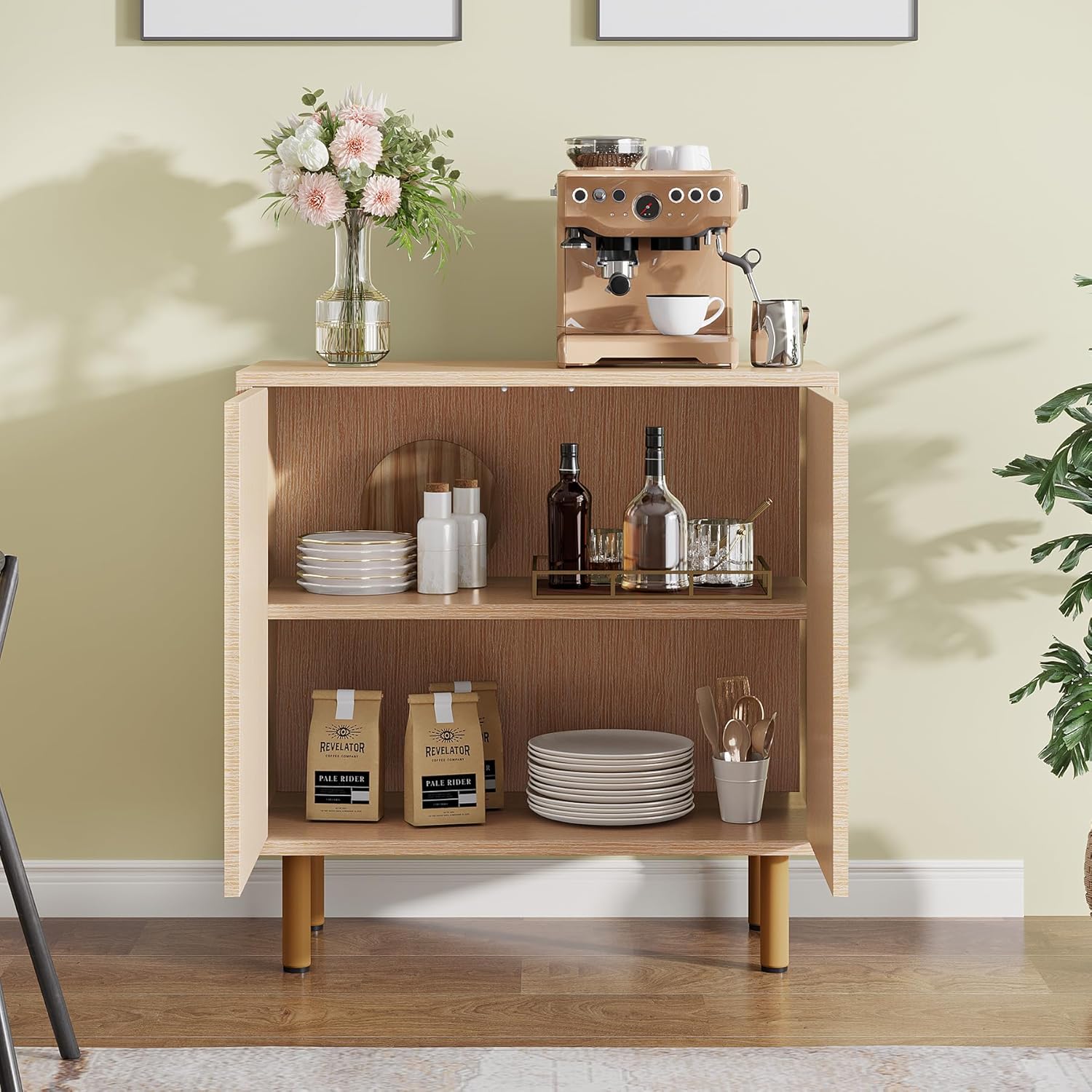 Tribesigns Meuble de rangement, Buffet en bois Armoire buffet avec portes pour salon