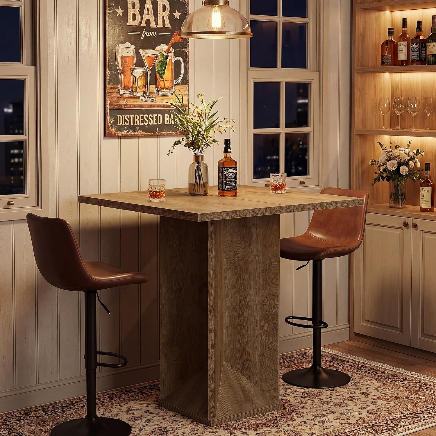 Table de bar carrée de 80 cm hauteur de bar d'angle idéale pour pub et bistro