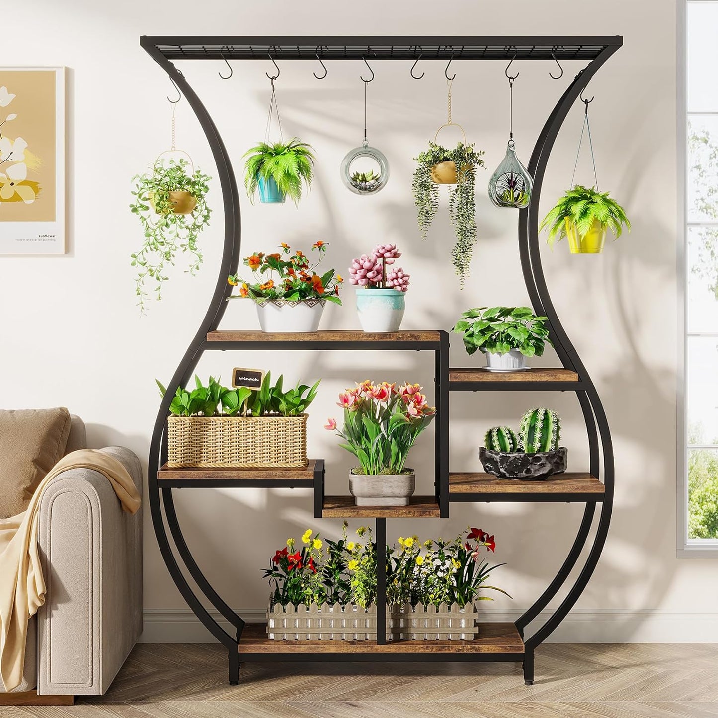 Tribesigns Support en forme de vase, Support pour plantes avec 10 crochets