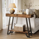 Tribesigns Console de style industriel rustique, Étagère à deux niveaux avec structure métallique pour entrée et salon 3