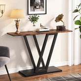 Tribesigns Table console industrielle, Console d’entrée étroite avec cadre en métal 3