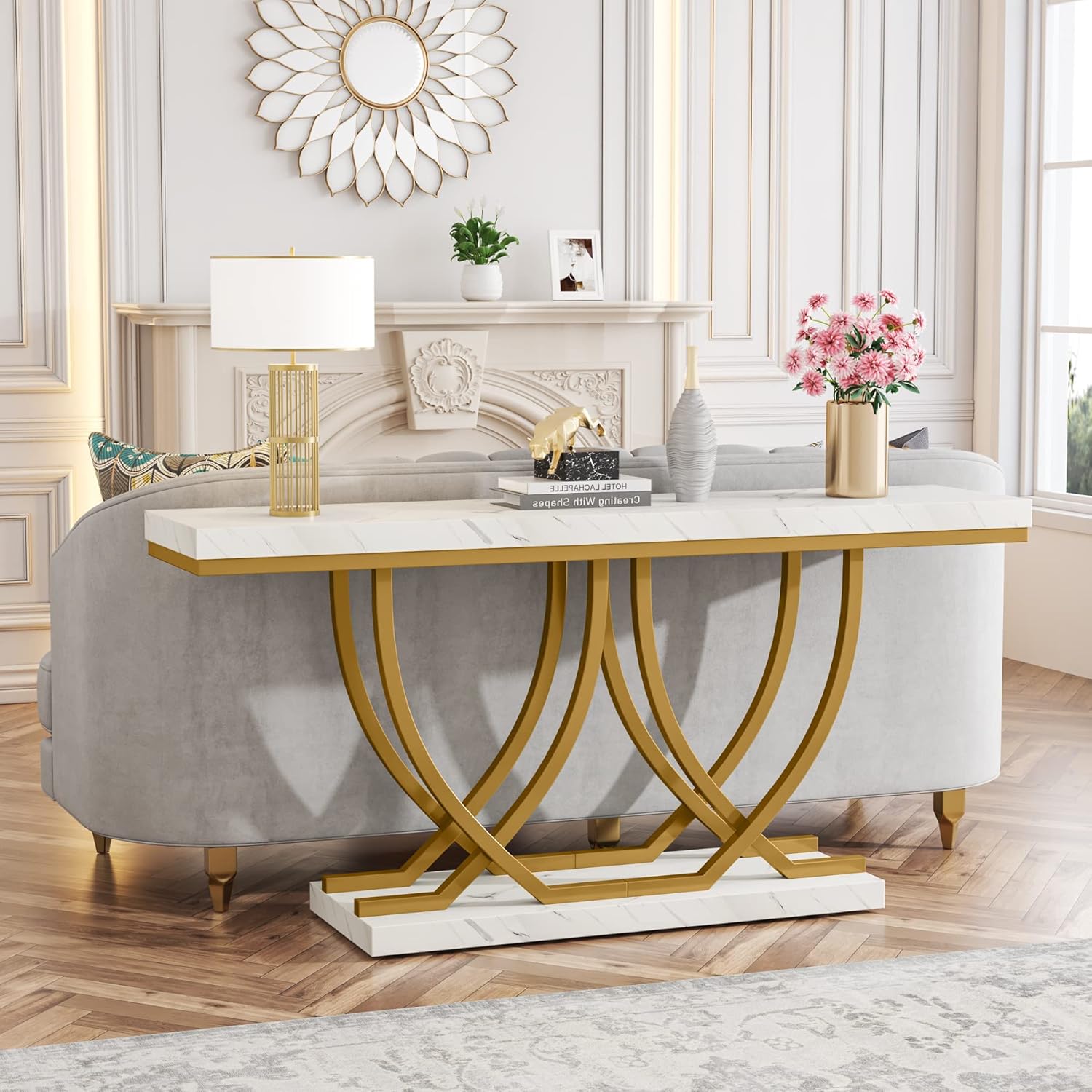 Tribesigns Table Console, Table d'entrée Moderne, Table de canapé doré
