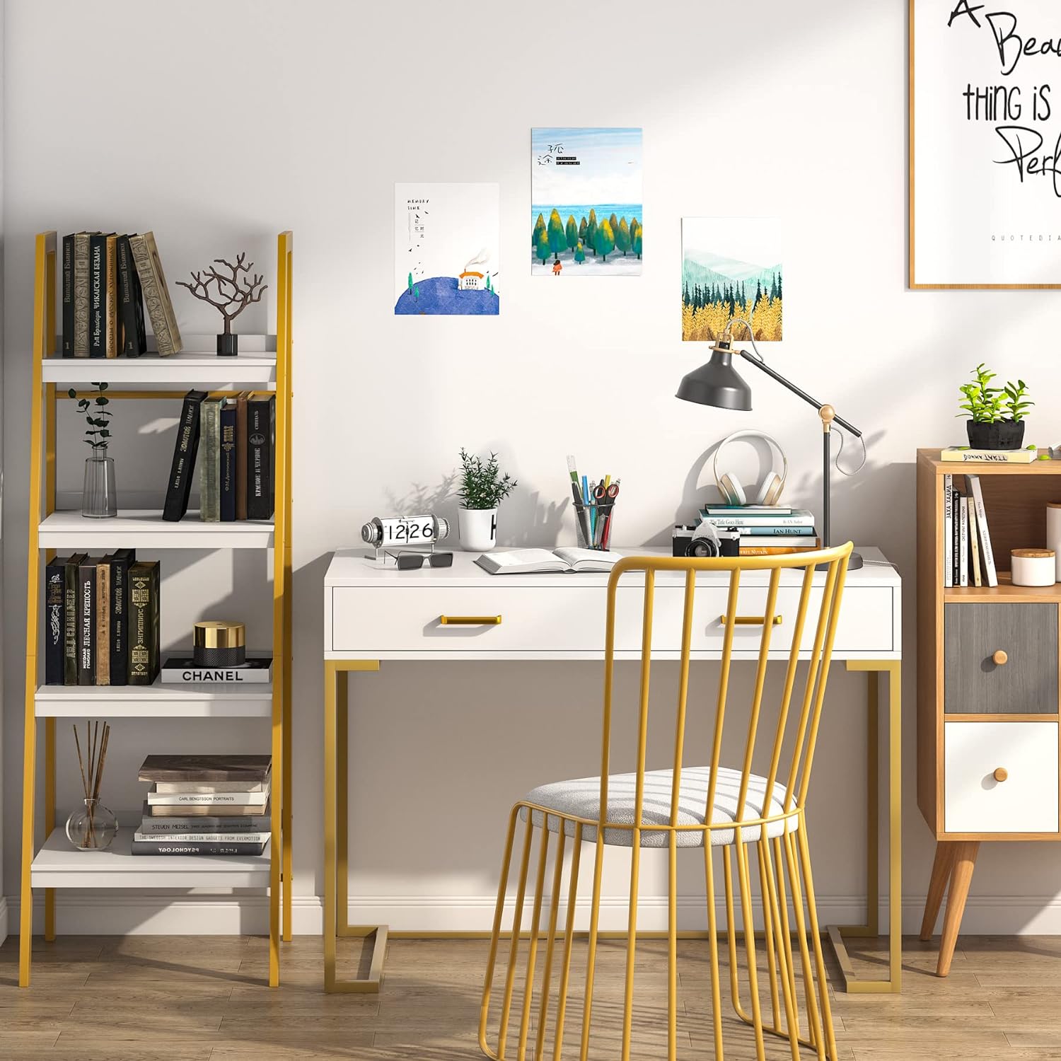 Tribesigns Bureau d'ordinateur, 100 cm Bureau avec Rangement Table de Bureau Simple et Moderne