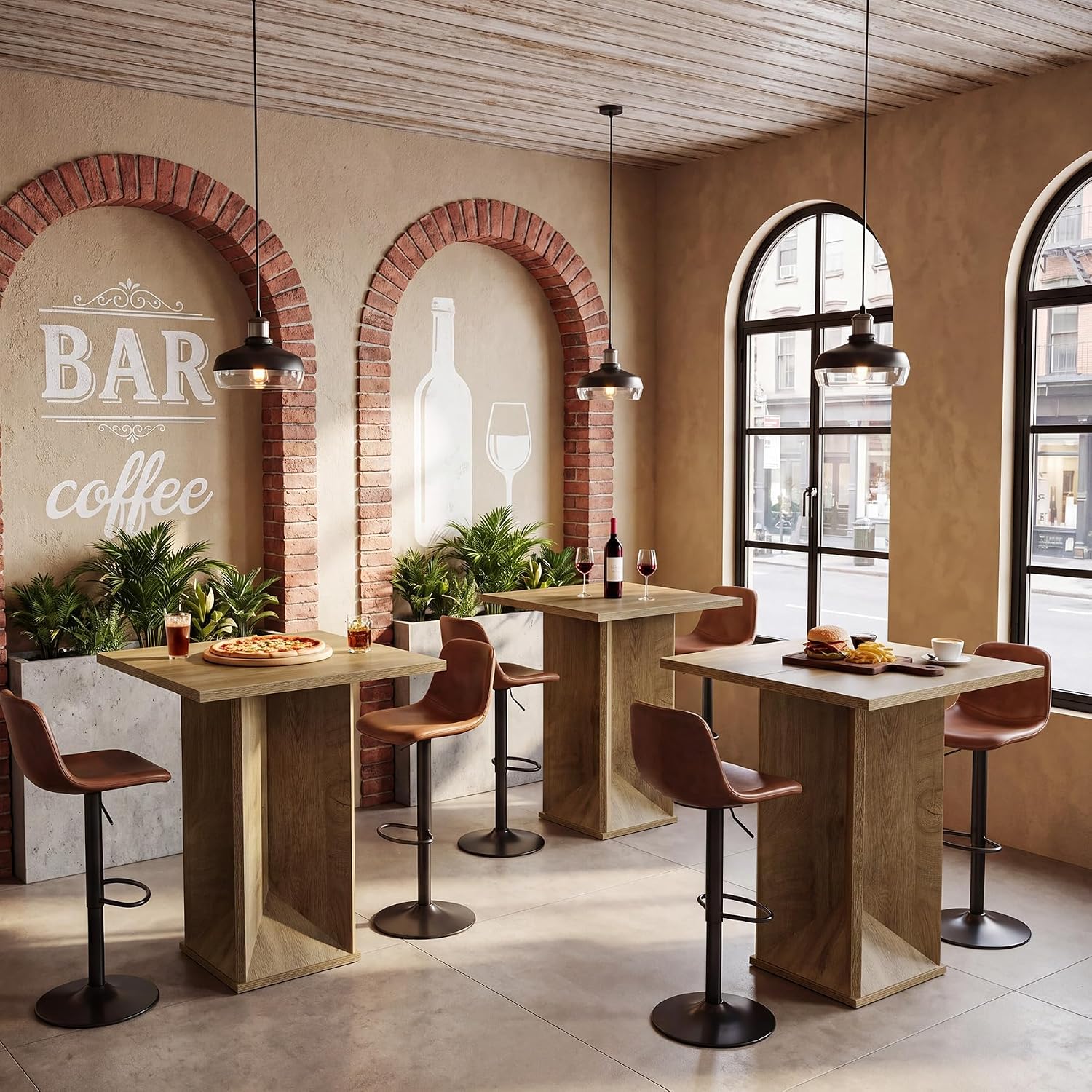 Table de bar carrée de 80 cm hauteur de bar d'angle idéale pour pub et bistro