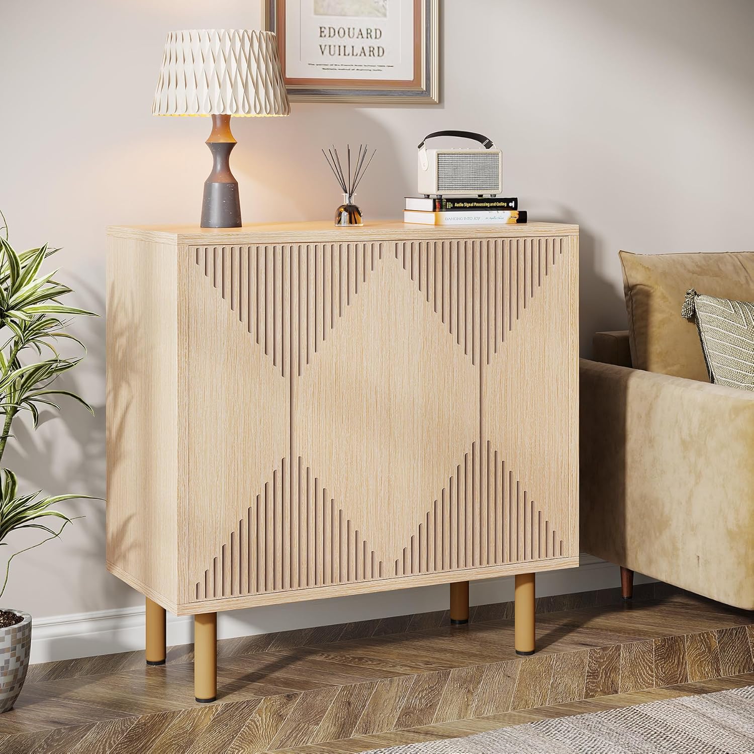 Tribesigns Meuble de rangement, Buffet en bois Armoire buffet avec portes pour salon