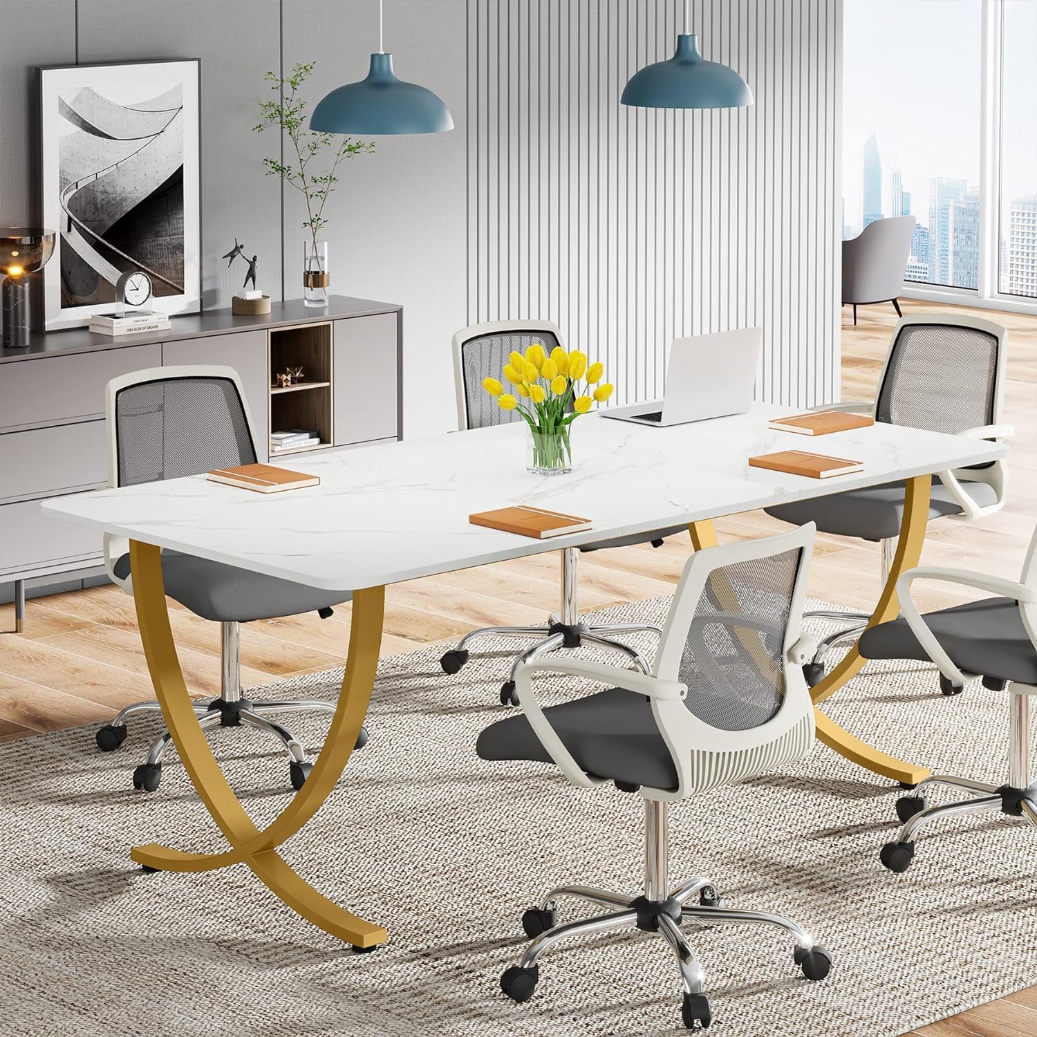 Tribesigns Bureau exécutif, Bureau d'ordinateur moderne Table de conférence pour bureau
