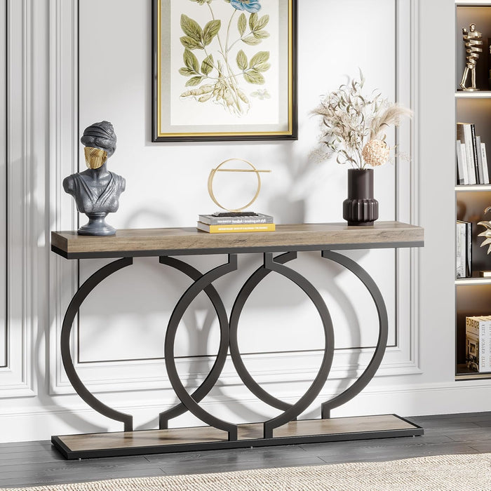 Tribesigns Table console dorée 140 cm, Table de couloir d'entrée moderne