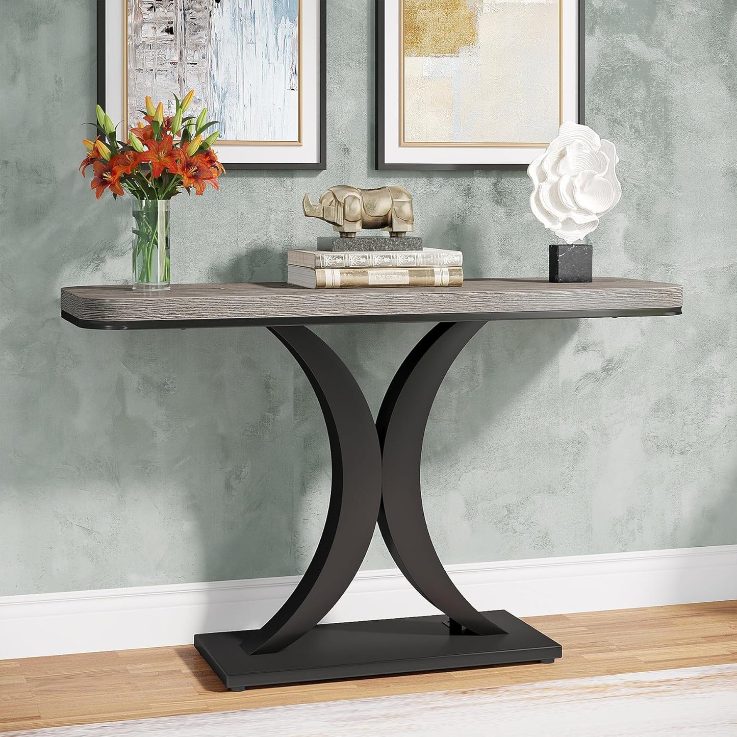 Tribesigns Table console, Table d'entrée étroite avec base géométrique