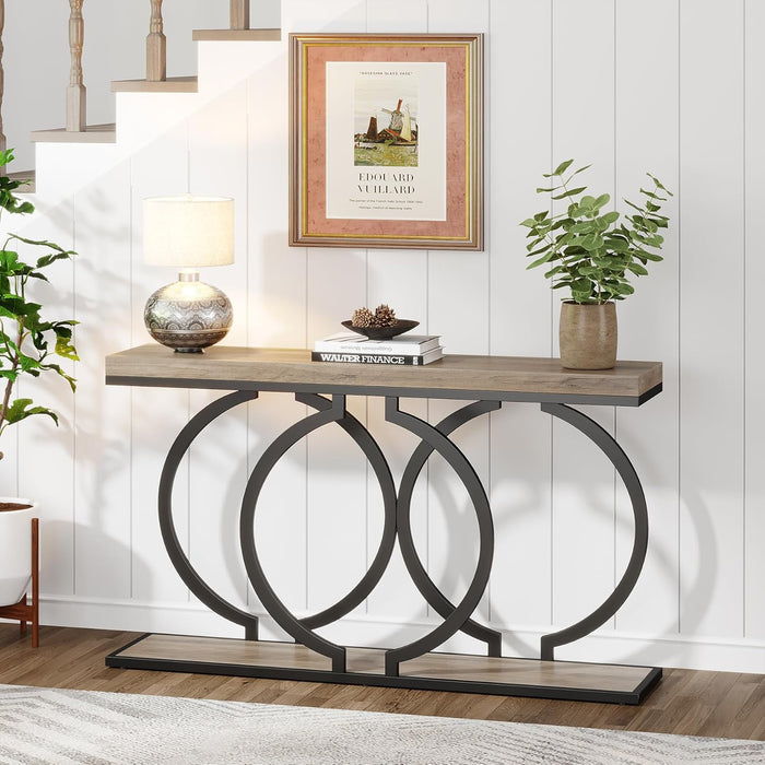 Tribesigns Table console dorée 140 cm, Table de couloir d'entrée moderne
