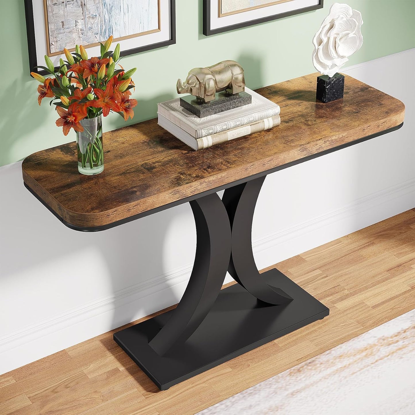 Tribesigns Table console, Table d'entrée étroite avec base géométrique