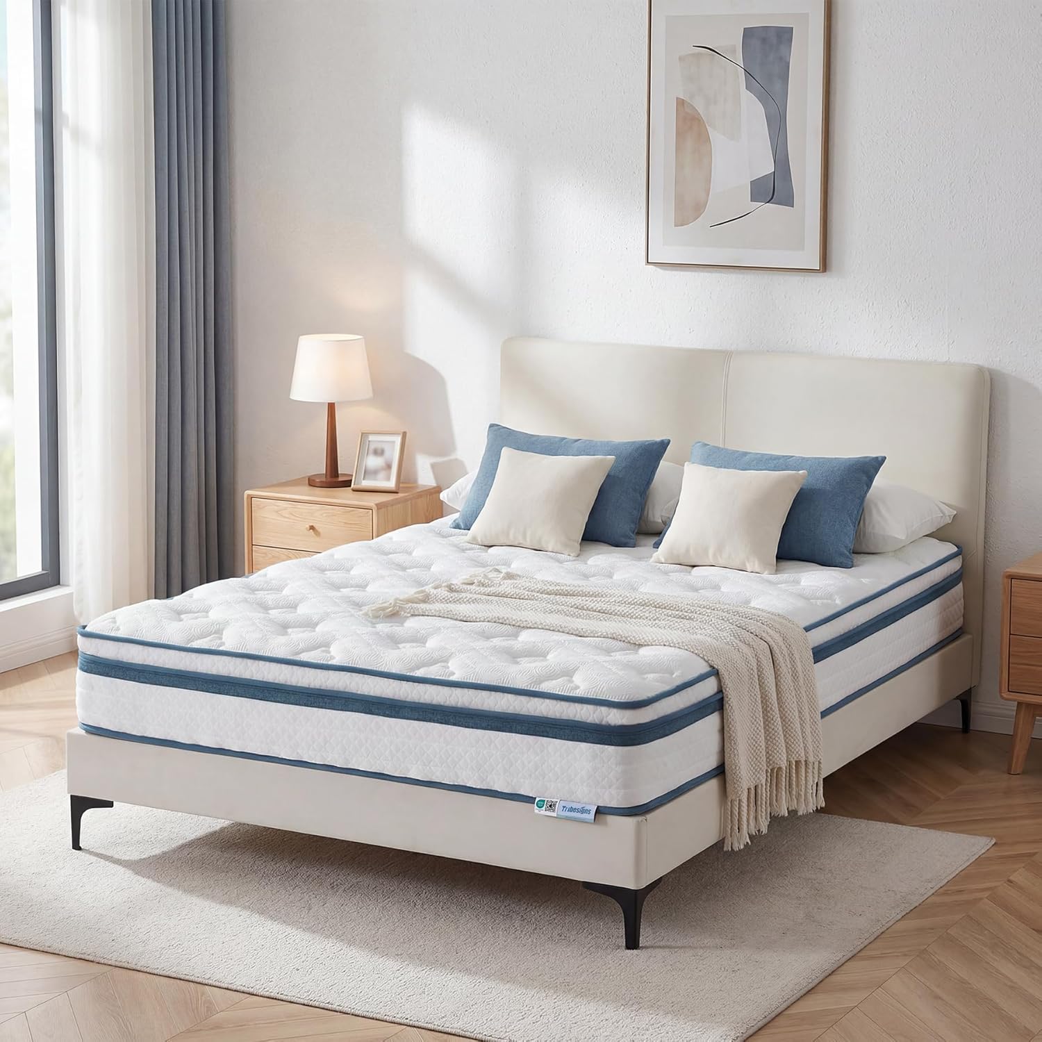 Tribesigns Matelas à ressorts ensachés H3, Fermeté moyenne en mousse viscoélastique orthopédique