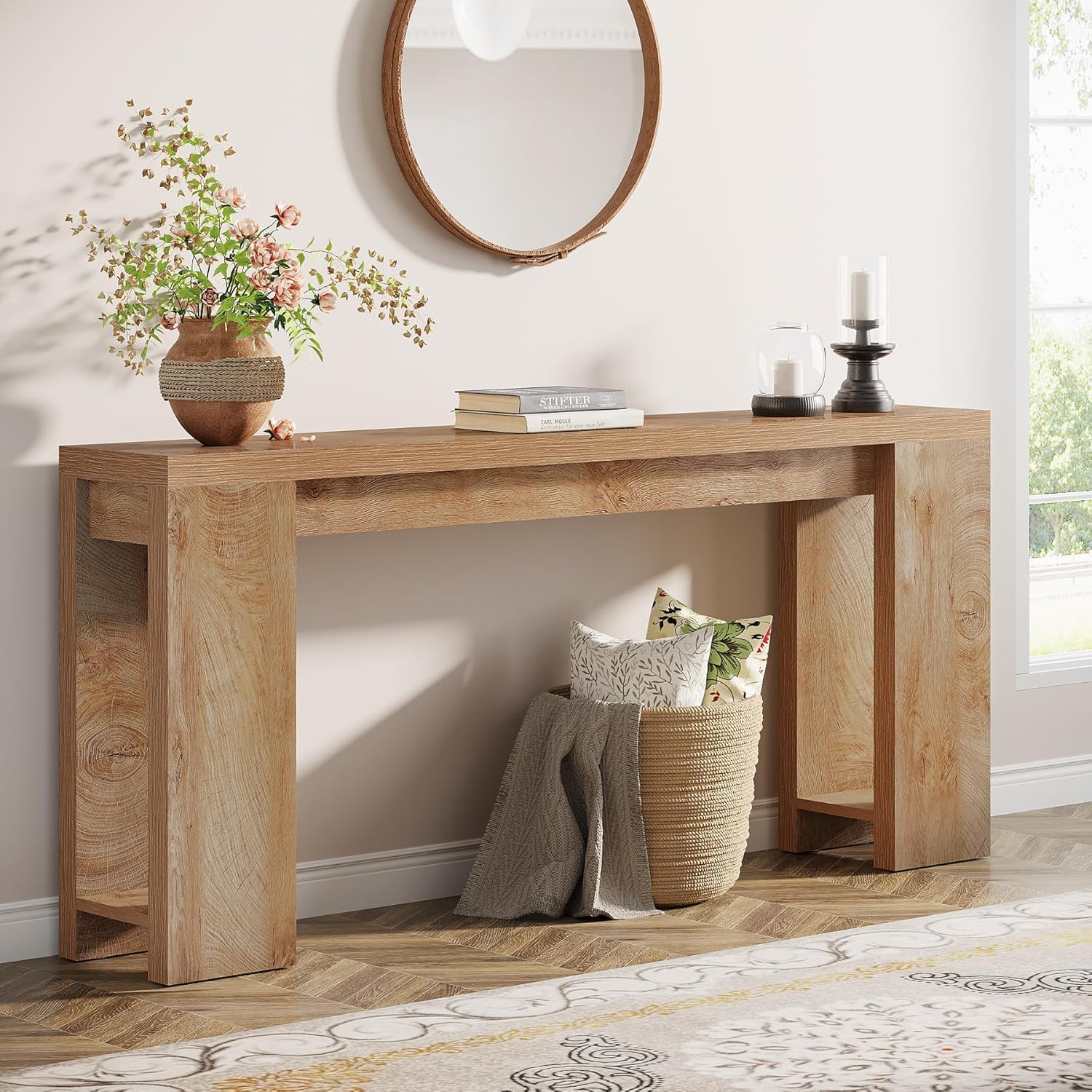 Tribesigns Console 160 cm, Table de canapé de style ferme Table d'appoint d'entrée
