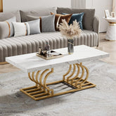 Tribesigns Table basse moderne, Faux marbre table avec piètement géométrique 3