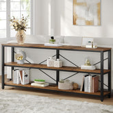 Tribesigns Table console, Table de canapé industrielle à 3 niveaux avec cadre en métal 3