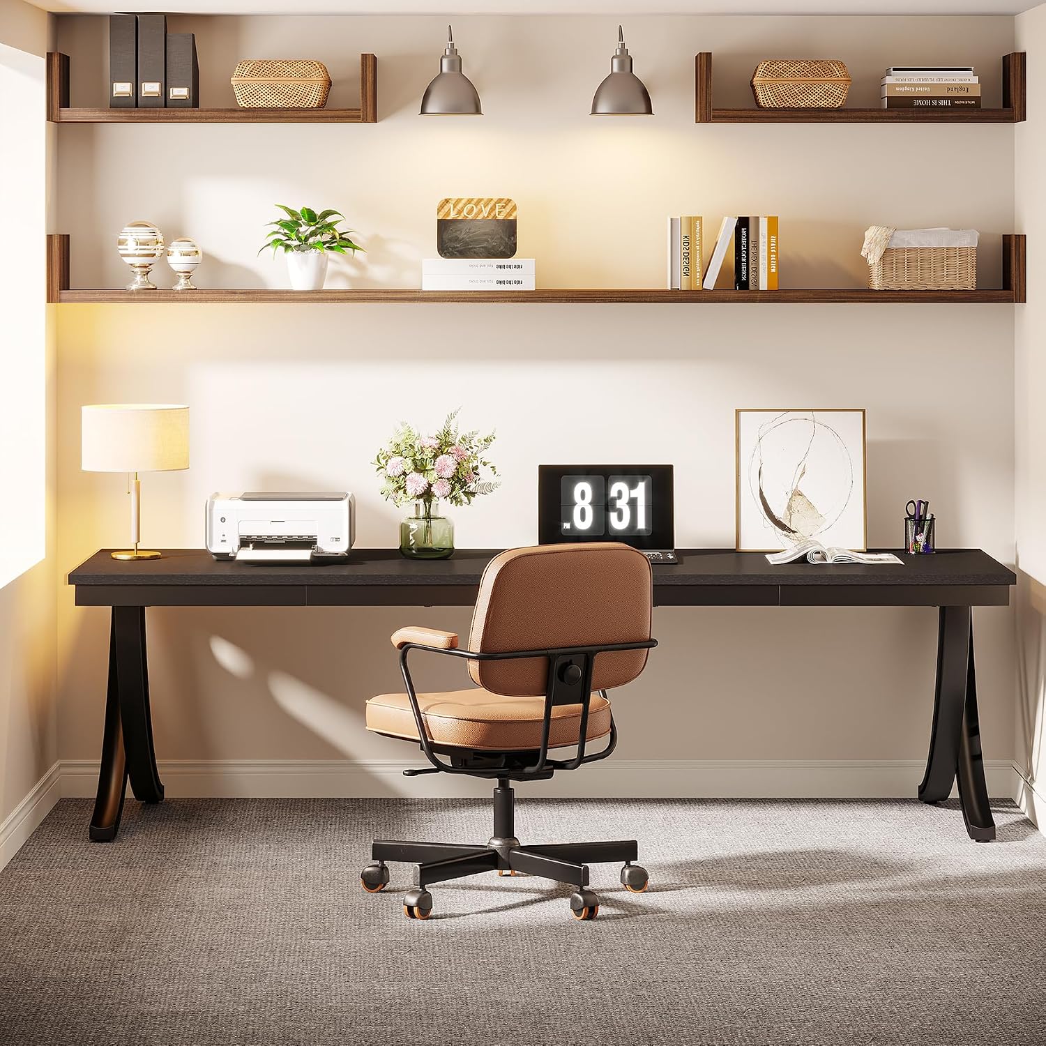 Tribesigns Bureau informatique, Double bureau long Table d'ordinateur pour deux
