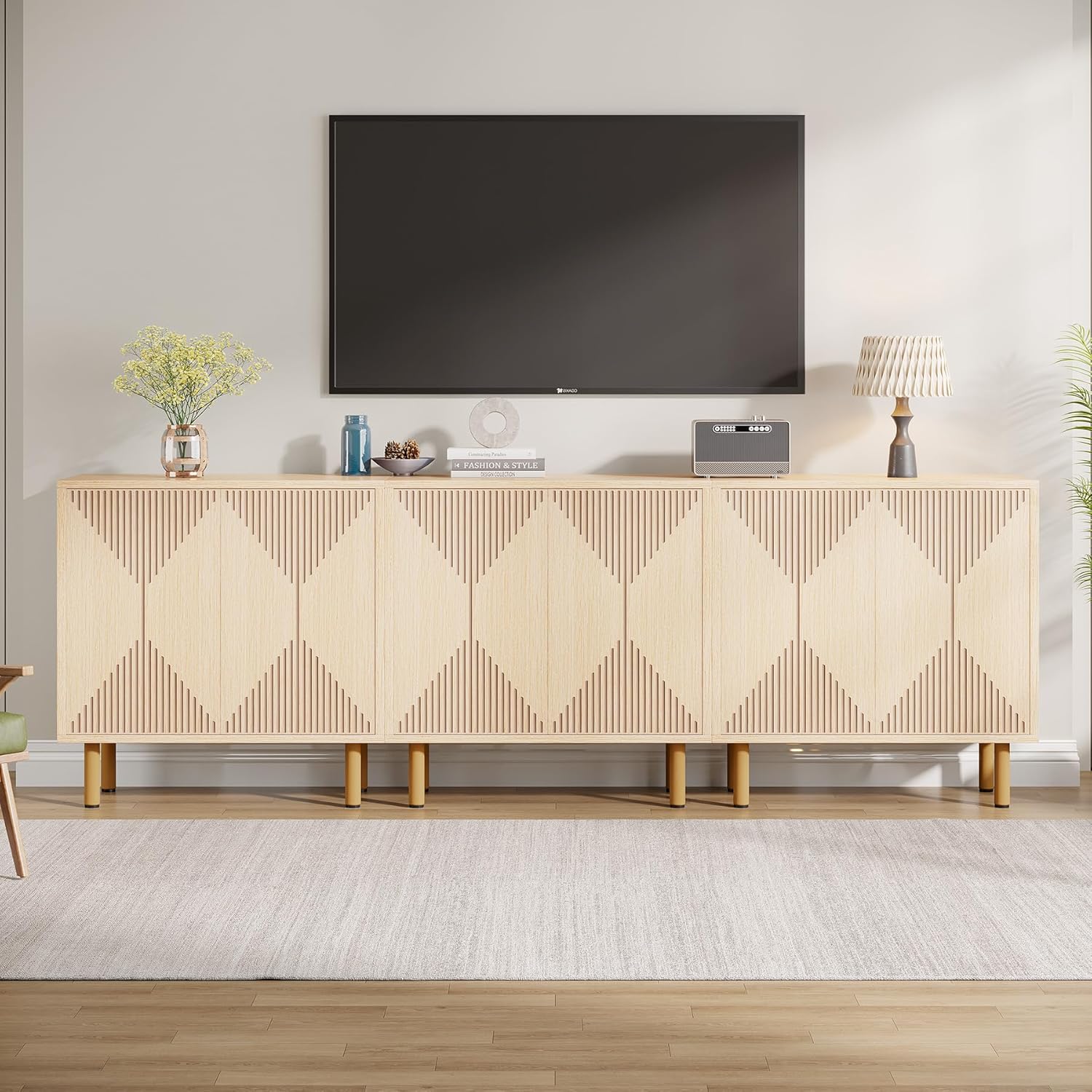 Tribesigns Meuble de rangement, Buffet en bois Armoire buffet avec portes pour salon