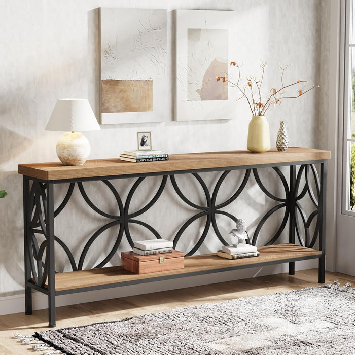 Tribesigns Console à 2 niveaux 160 cm, Table de canapé industrielle derrière le canapé