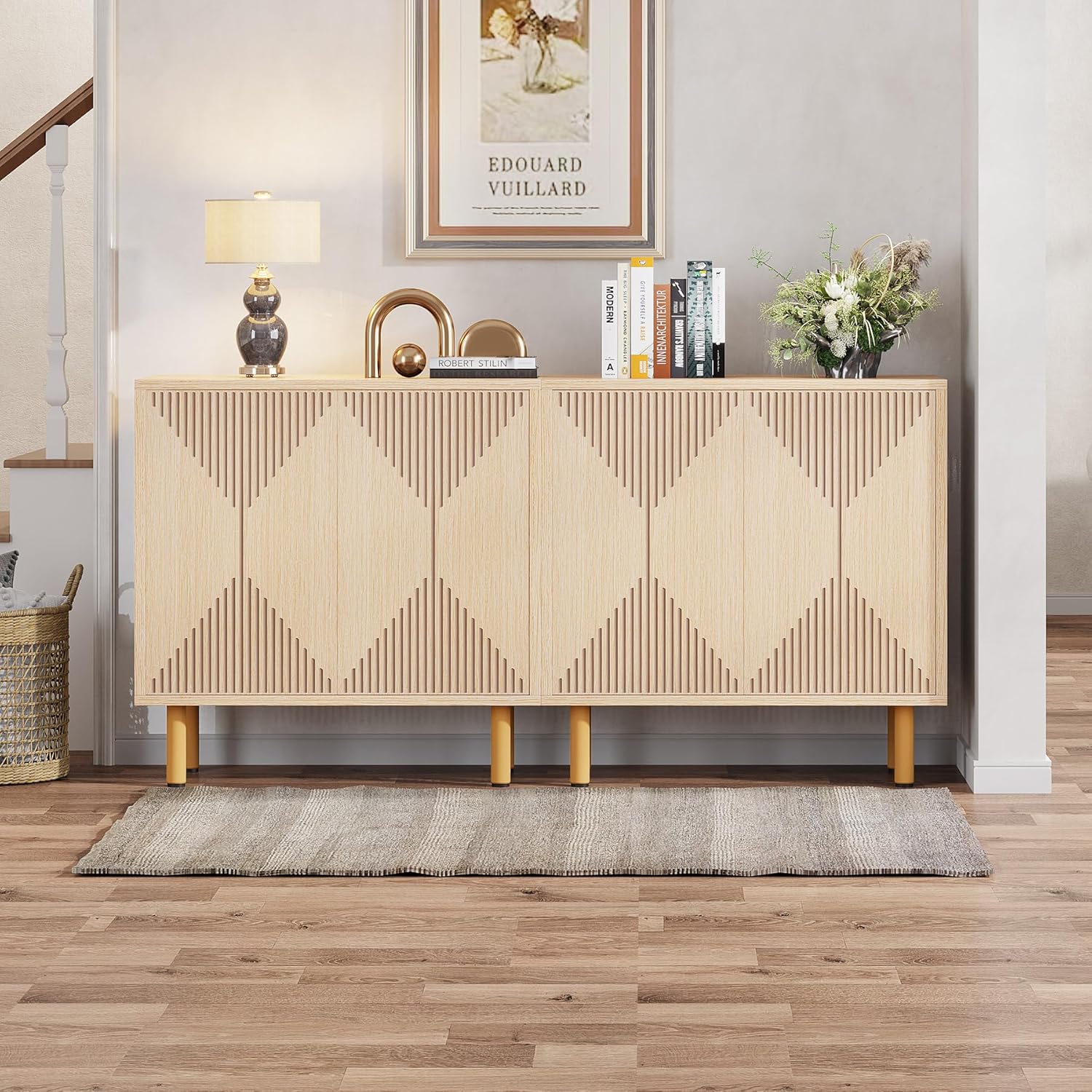 Tribesigns Meuble de rangement, Buffet en bois Armoire buffet avec portes pour salon