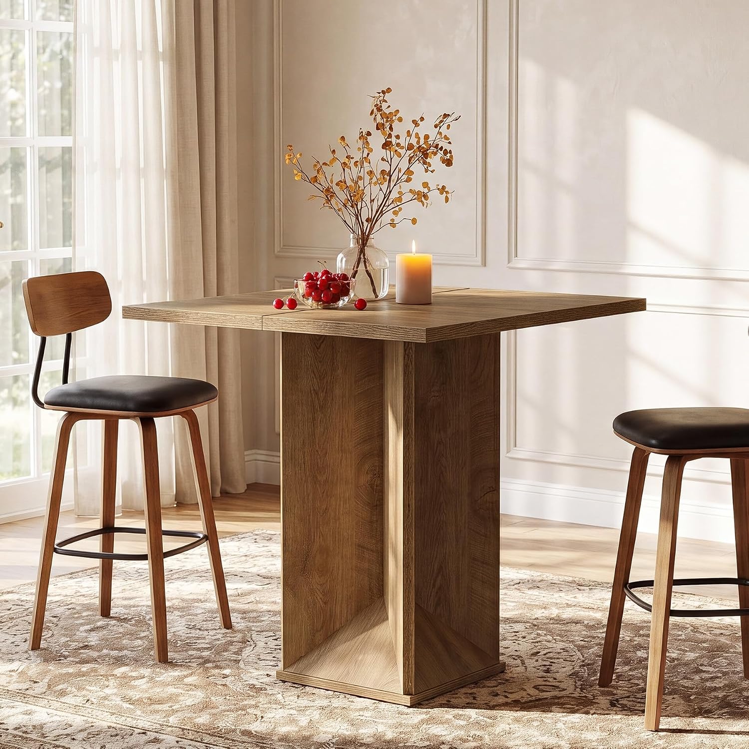 Table de bar carrée de 80 cm hauteur de bar d'angle idéale pour pub et bistro