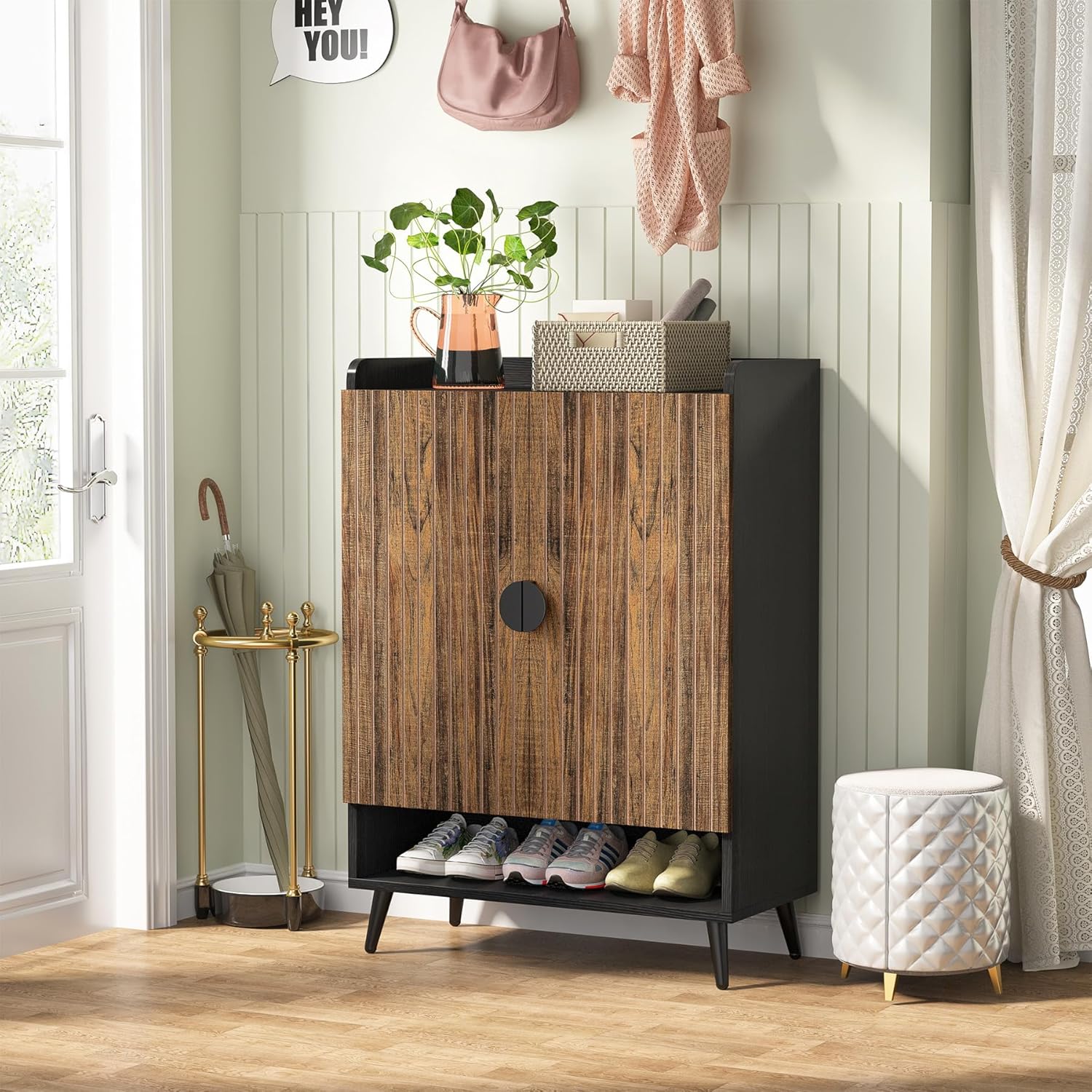Tribesigns Meuble à chaussures avec portes, Armoire de rangement à 6 niveaux