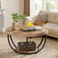 Tribesigns Table basse ronde, Table basse ovale en bois et metal noir