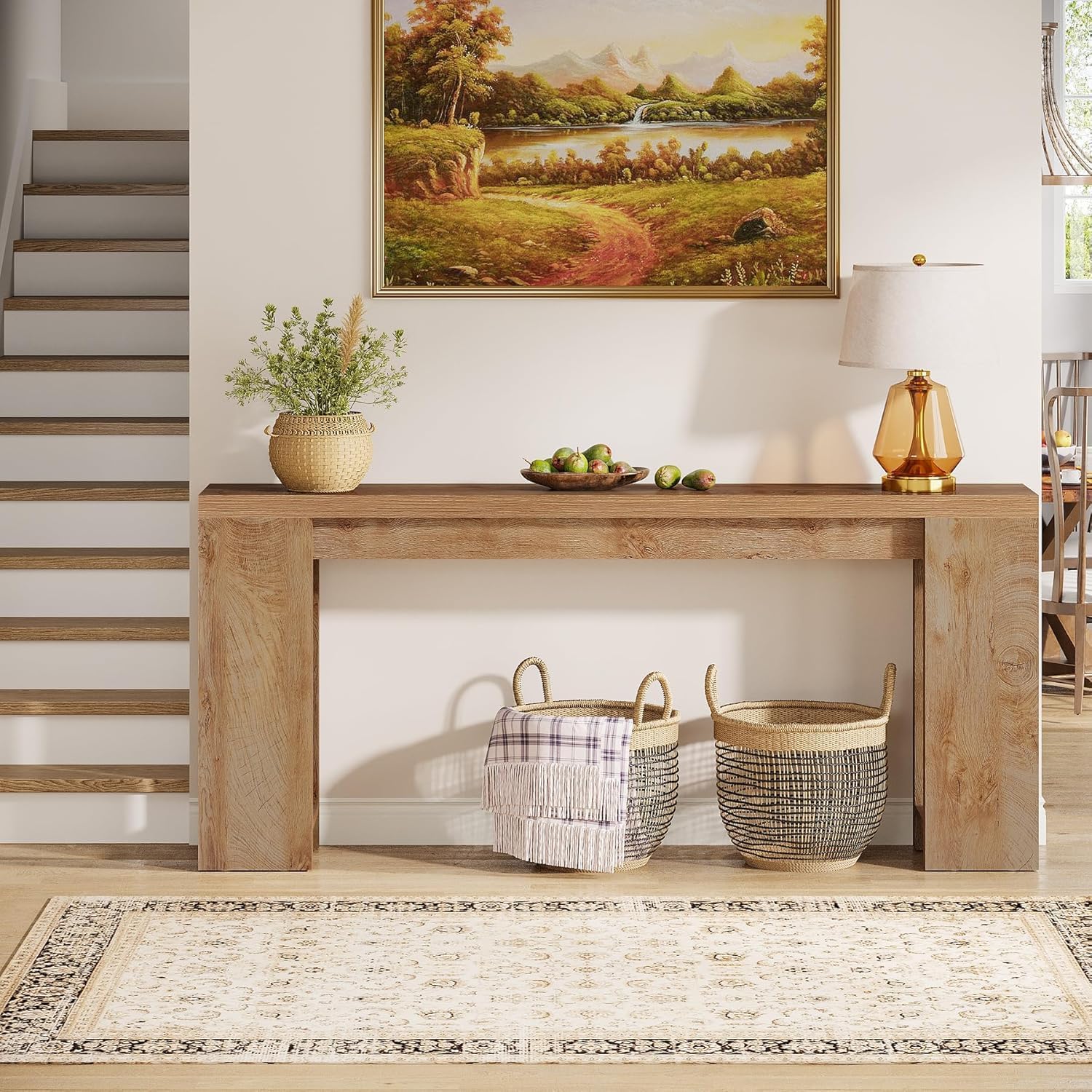 Tribesigns Console 160 cm, Table de canapé de style ferme Table d'appoint d'entrée