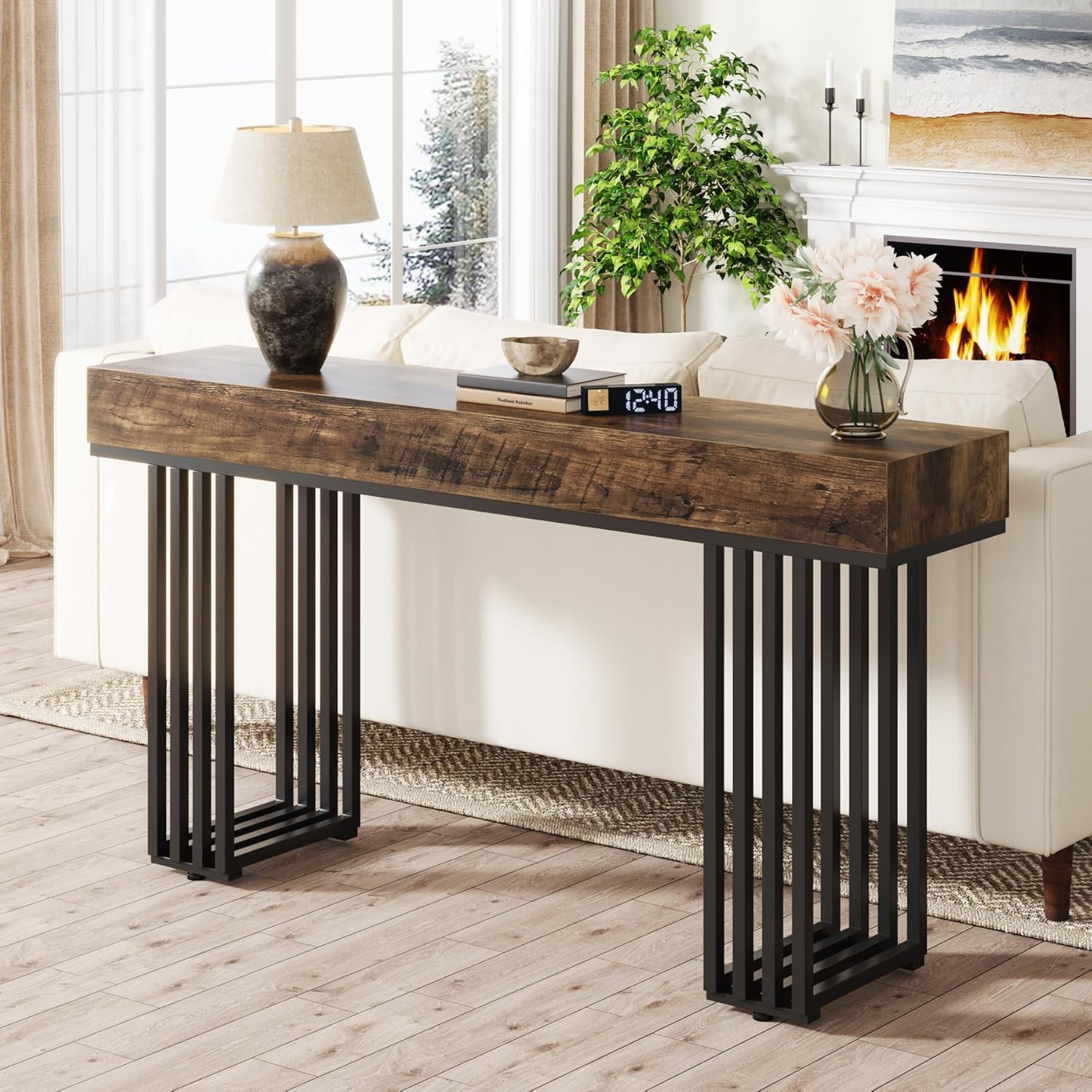 Tribesigns Table Console, Table d'entrée Industrielle avec cadre métallique élégant