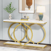 Tribesigns Table console dorée 140 cm, Table de couloir d'entrée moderne 3