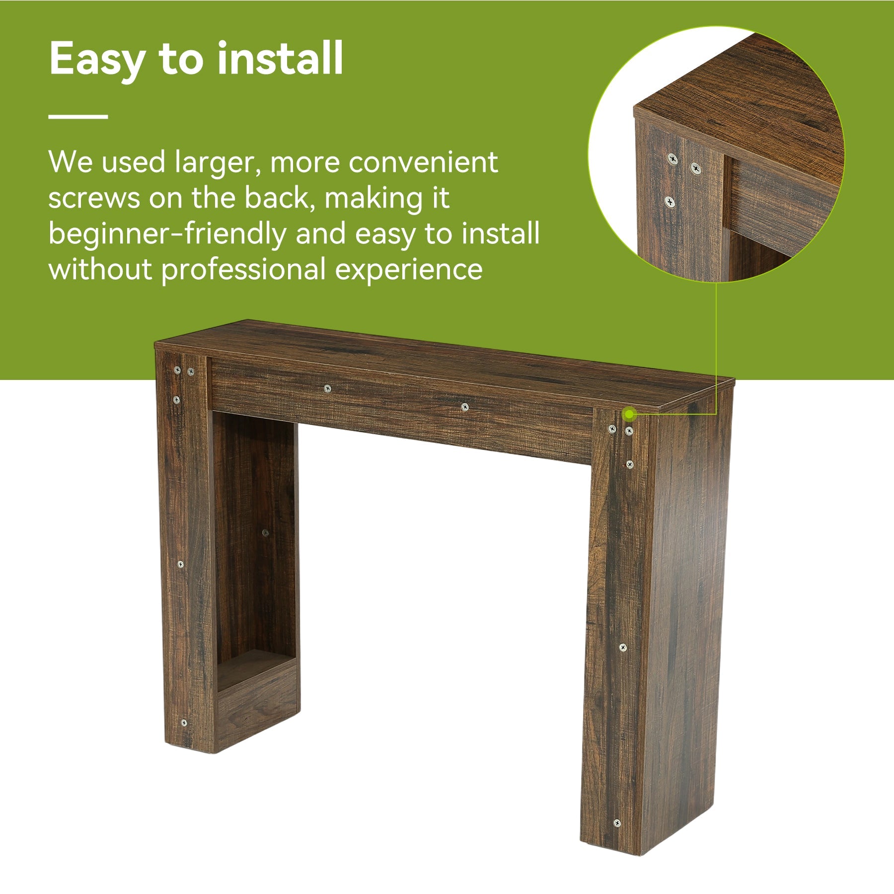 Tribesigns Console étroite de 105 cm, Table d'entrée aspect bois Table basse stable à double piètement pour l'entrée et le salon