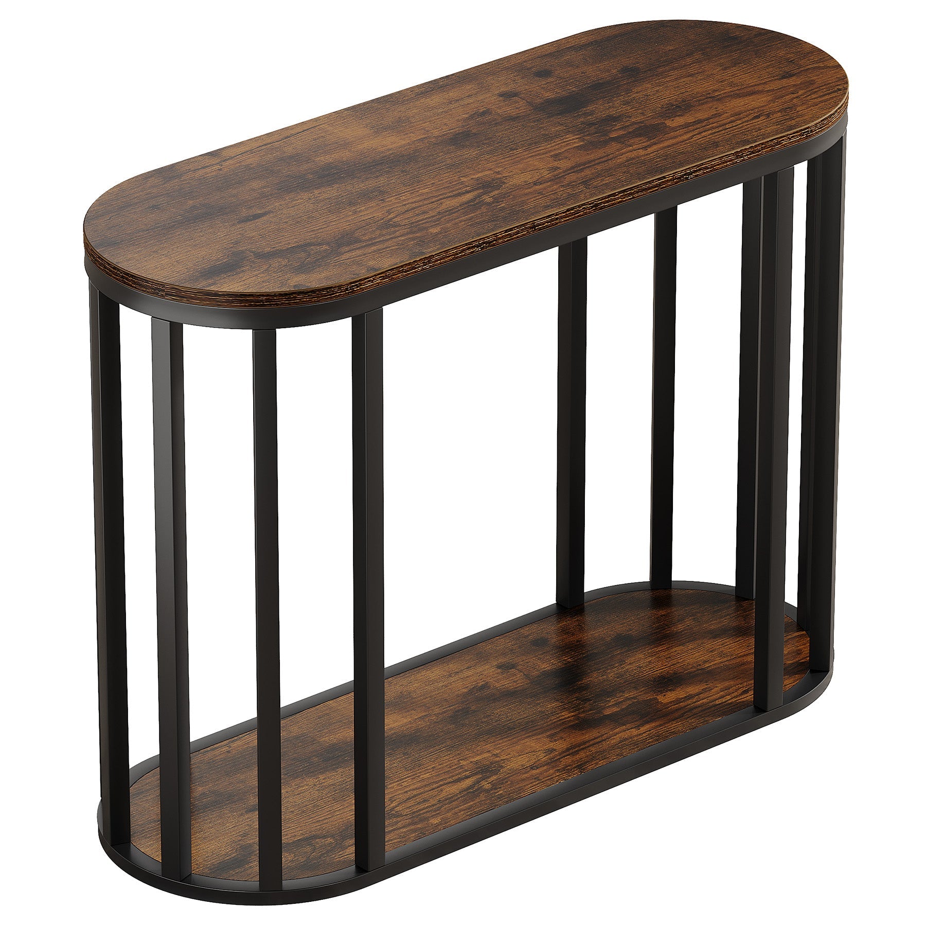 Tribesigns Table d'appoint étroite avec étagère, Table de chevet à deux niveaux de style industriel