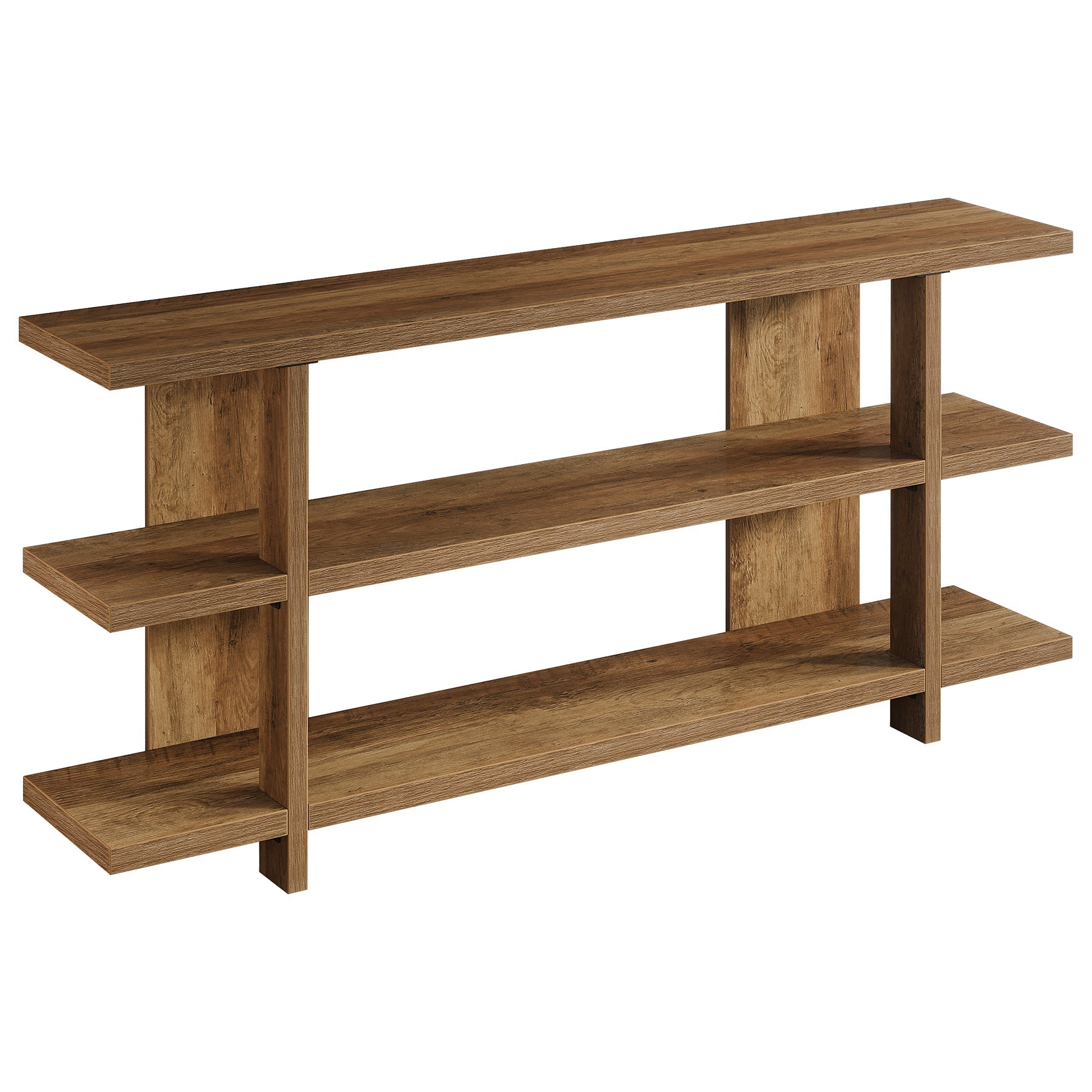 Tribesigns Console de 160 cm avec espace de rangement, Table d'entrée étroite en bois à 3 niveaux de style champêtre