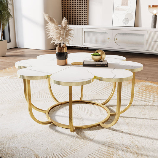 Tribesigns Table basse, Table centrale moderne en forme de fleur