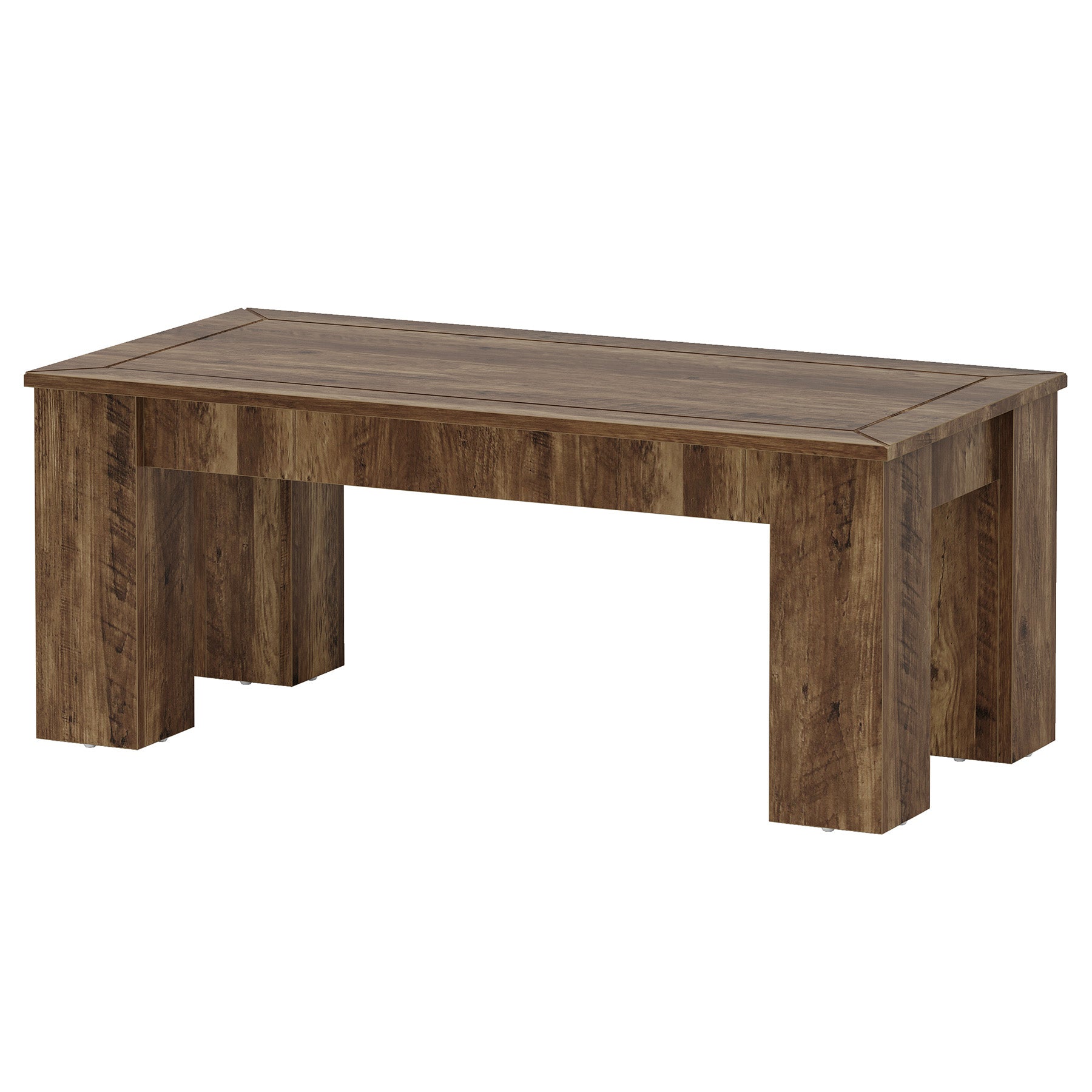 Tribesigns Table basse rectangulaire pour le salon 120 cm, Style rustique en bois avec pieds robustes