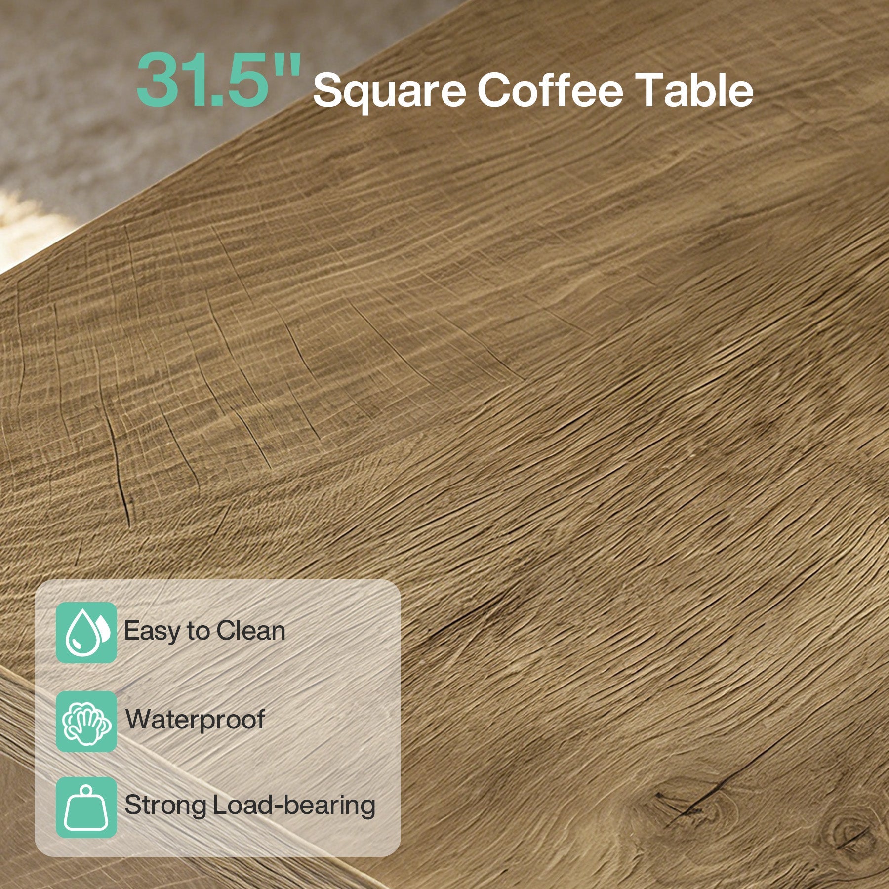 Tribesigns Petite table basse carrée (80 cm), Table d'appoint style ferme avec base robuste