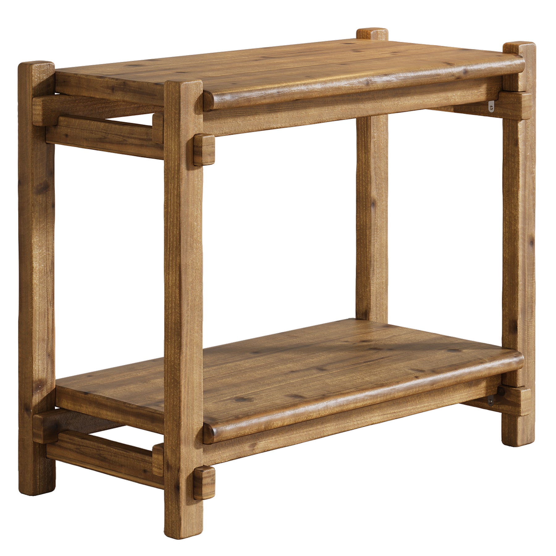 Tribewood Table d'Appoint en Bois Massif, Rectangulaire Bout de Canapé à 2 Niveaux Table d’entrée Bois