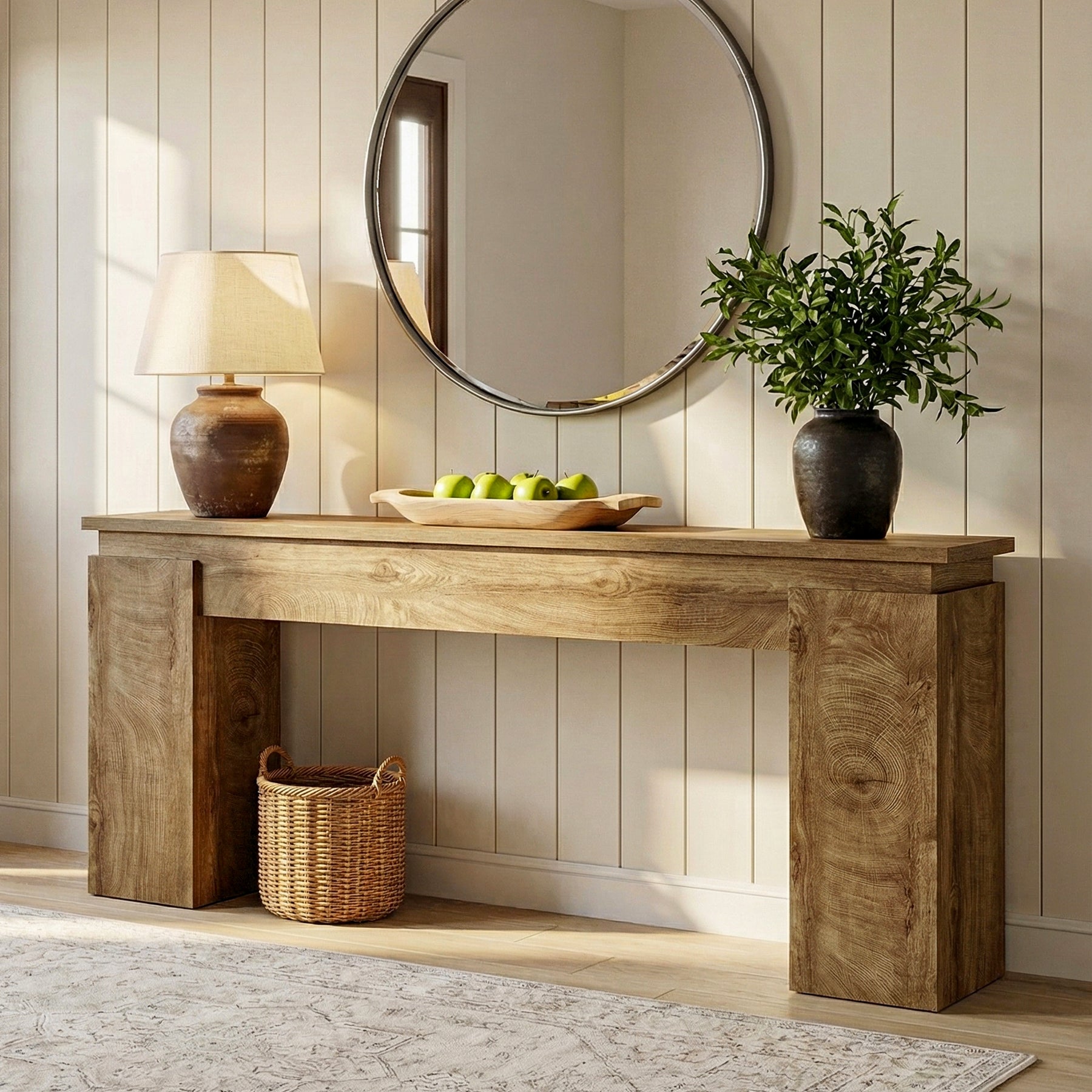 Tribesigns Console étroite (160 cm), Table de couloir ou de derrière de canapé de style Ferme avec étagère de rangement