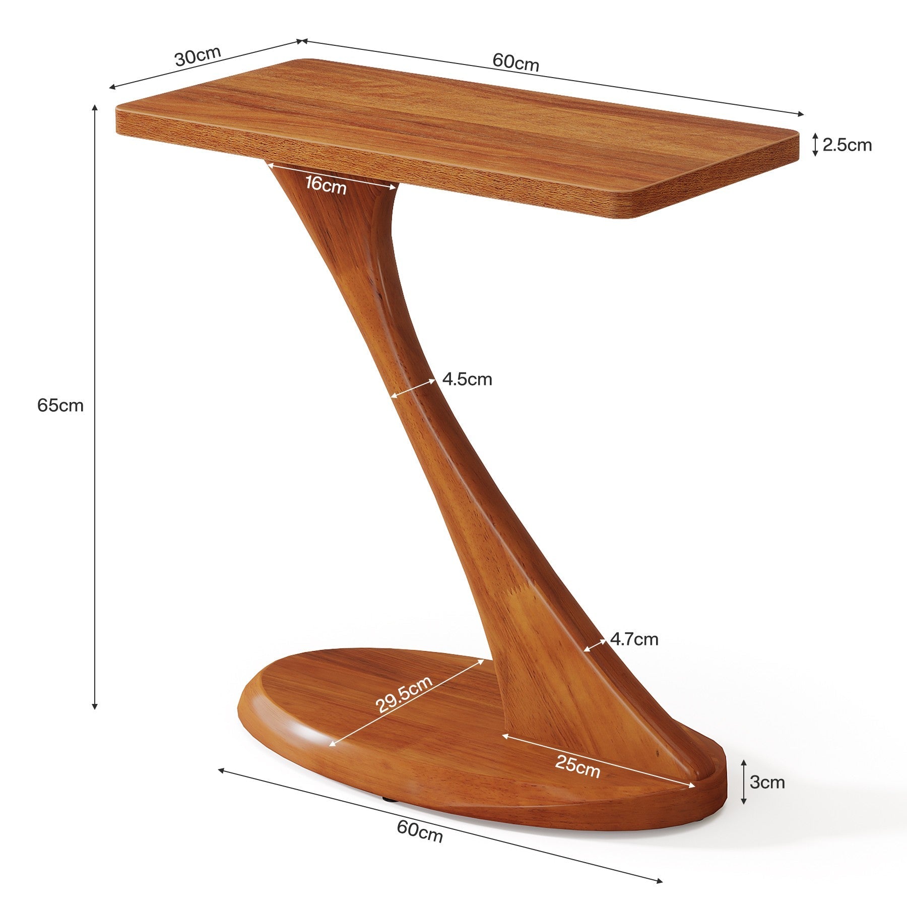 Tribesigns Table d'appoint haute de 60 cm, Table d'appoint étroite avec pieds en bois massif