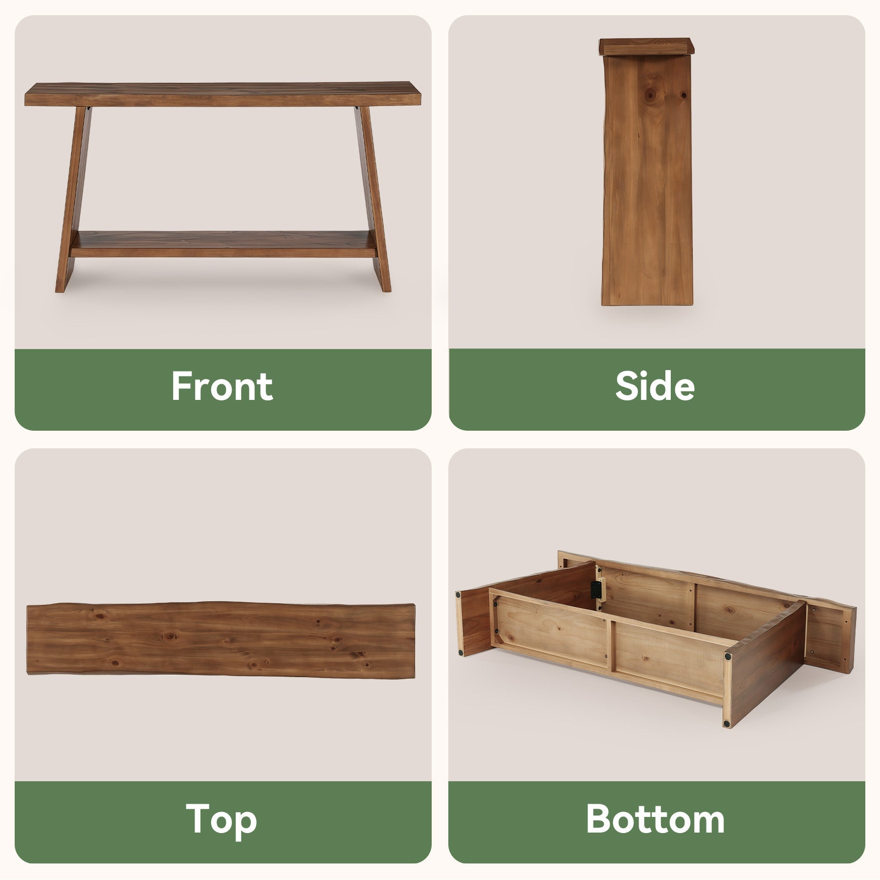 Tribesigns Console en bois massif de 160 cm, Table d'appoint à deux niveaux pour l'entrée