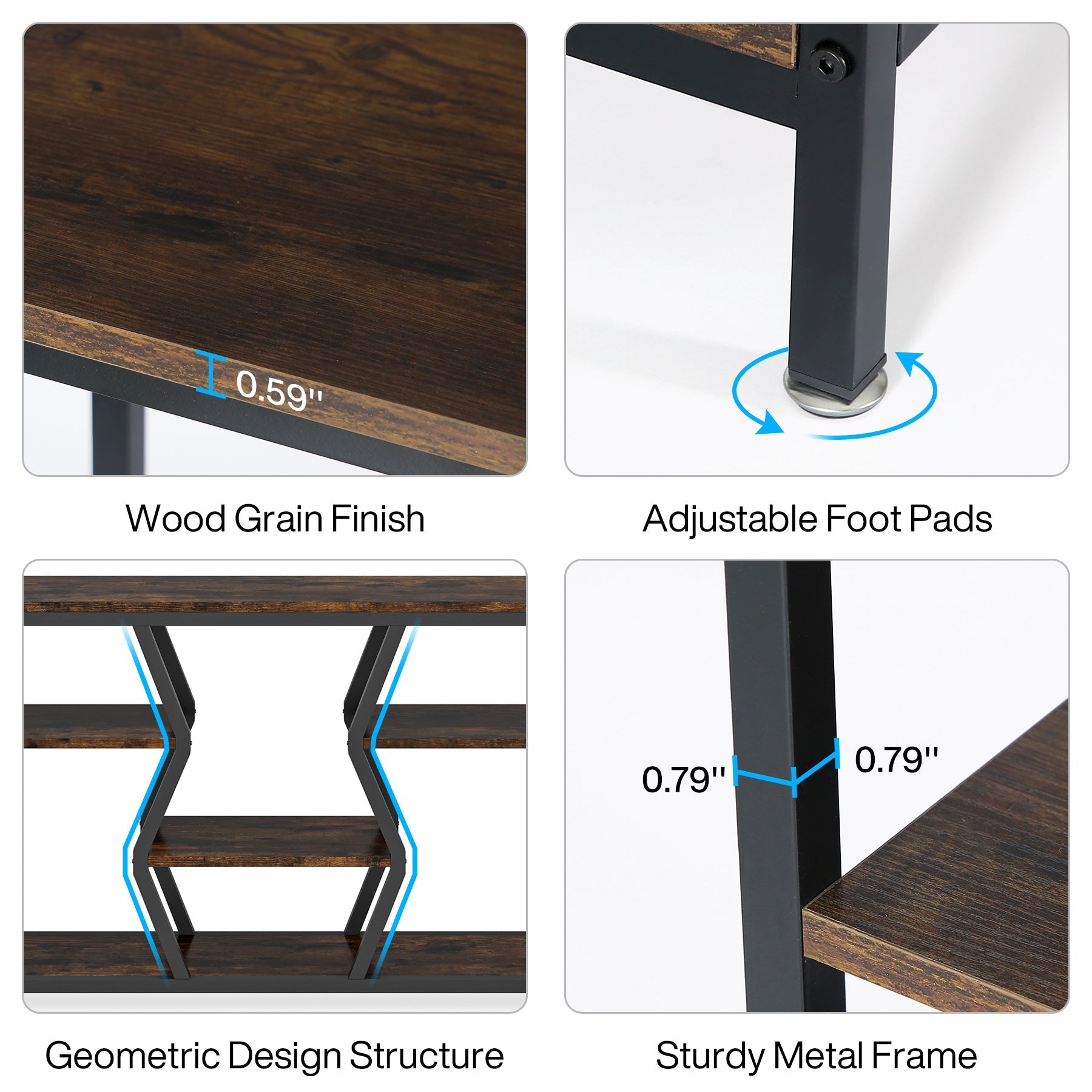 Tribesigns Konsolentisch 180 cm mit 4 Ablagen, Schmaler Sofatisch im Industrial-Landhausstil
