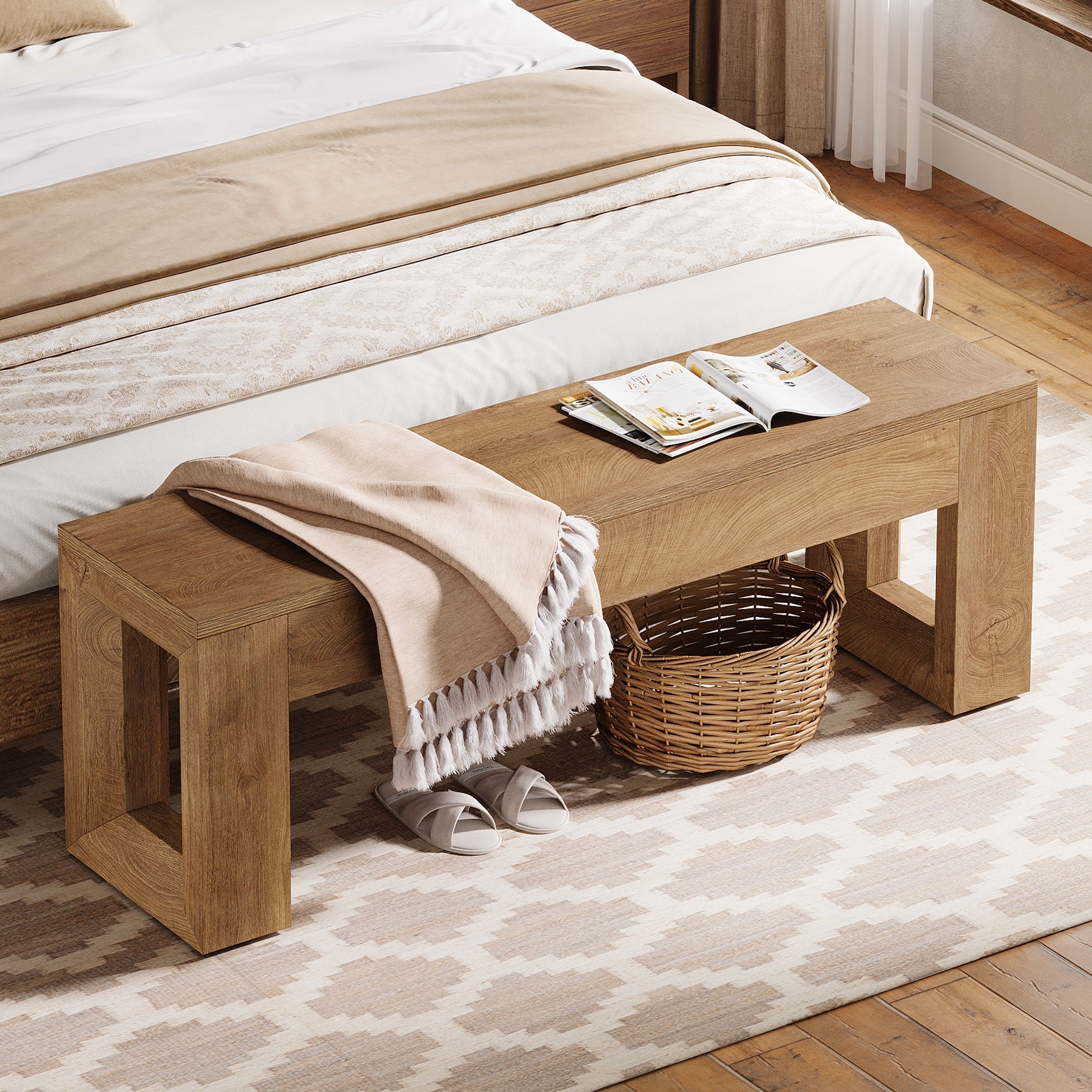 Tribesigns Banc de style campagnard de 120 cm, Utilisable comme banc de salle à manger ou de chambre en MDF