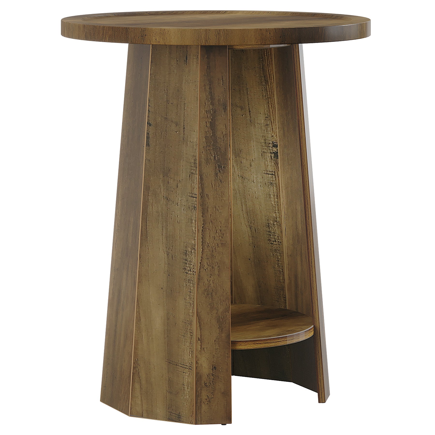 Tribeigns Table d'appoint ronde de 45 cm avec compartiment de rangement, Table de chevet gain de place