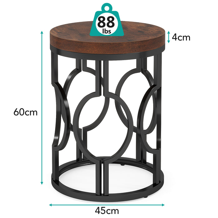 Tribesigns Table d’Appoint Ronde Industrielle 45 cm