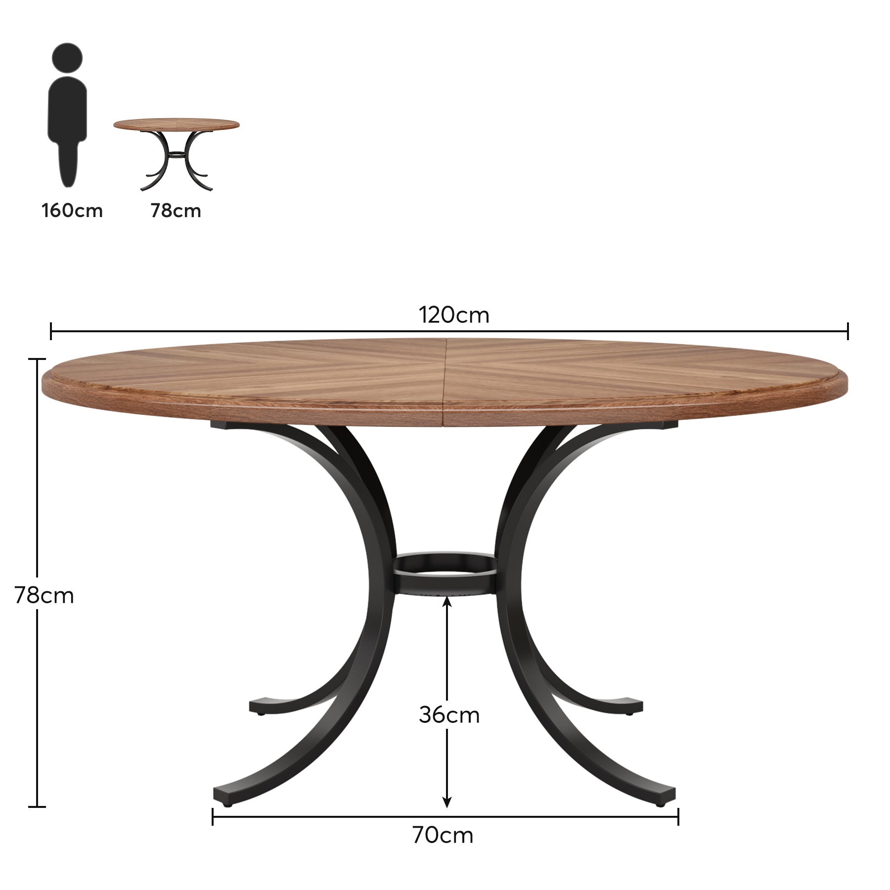 Table à manger Tribesigns, Table de cuisine ronde moderne de 120 cm pour 4 à 6 personnes