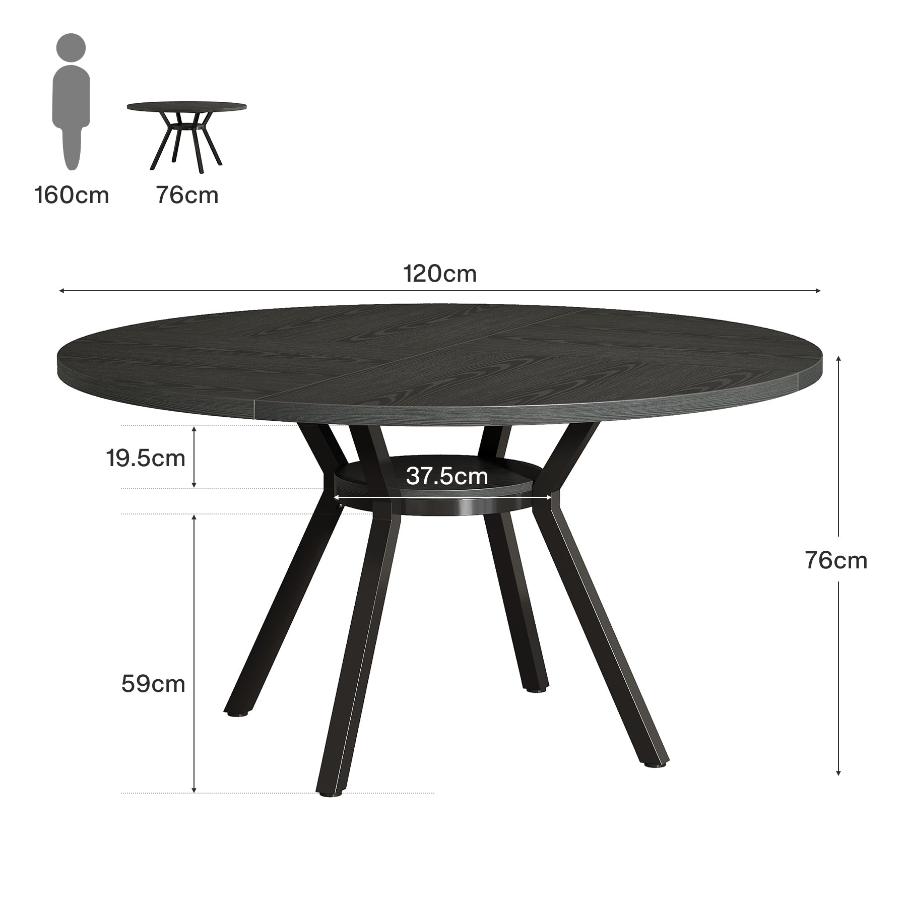 Tribesigns Table à manger ronde, Table de cuisine moderne de 120 cm pour 4 personnes
