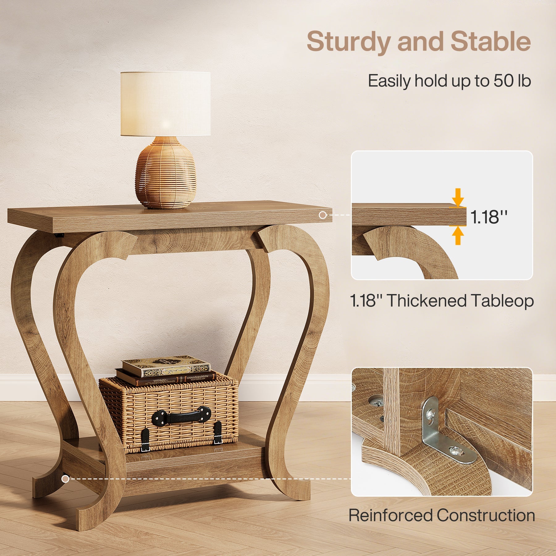 Tribesigns Table d'appoint étroite avec étagère, Table de bout à deux niveaux pour petits espaces Table de chevet compacte