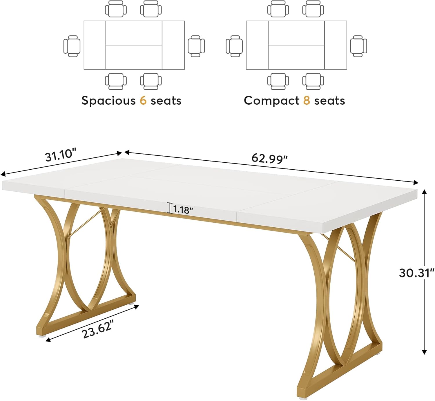 Tribesigns Bureau d'ordinateur, Table de travail moderne avec cadre en métal